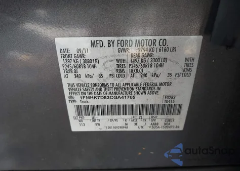 2012 Ford Explorer Xlt z USA, uszkodzony, nr VIN 1FMHK7D83CGA41705